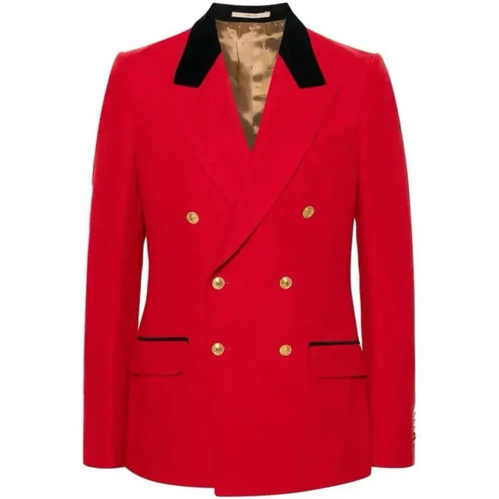 NWT Gucci Wool Linen Double Breast Herringbone Blazer Jacket IT 48 US 38 Formal